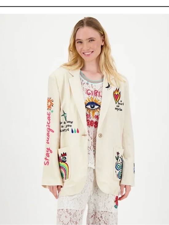 Me369 Jackets & Blazers - ME369 Freya Enlightenment Embroidered Linen Blazer Jacket XS